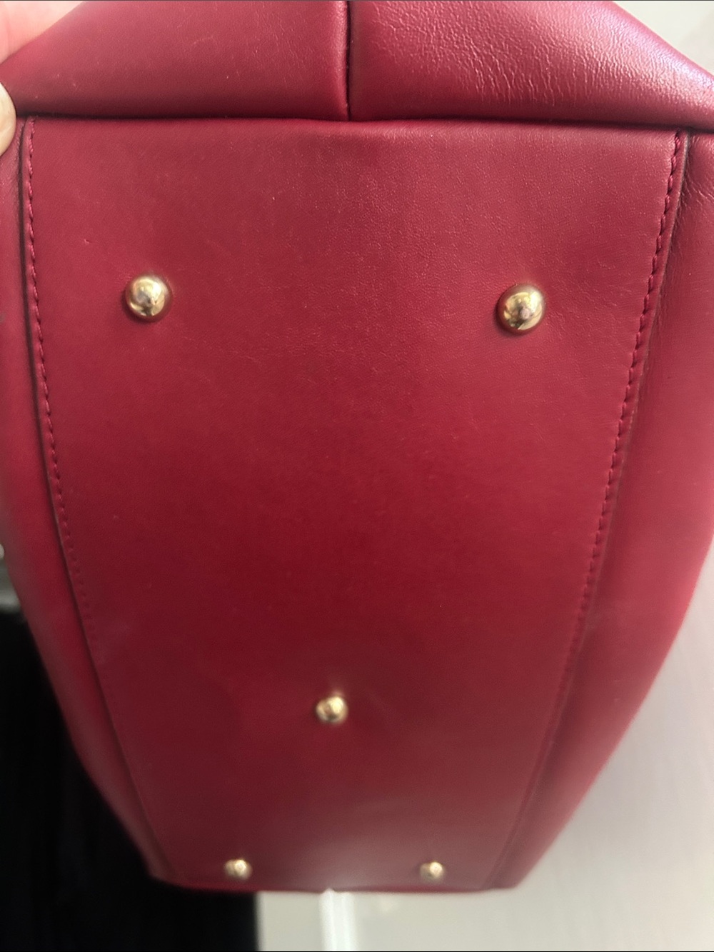 Dooney & Bourke Wine Red Leather Satchel with Tan Handles - Picture 5 of 14